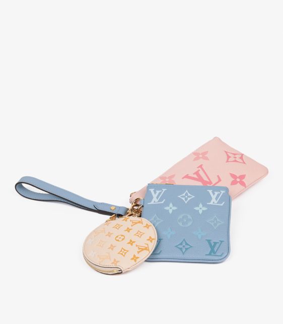 Beige, Blue & Pink Pastel Monogram Empreinte Leather By The Pool Pochette Trio