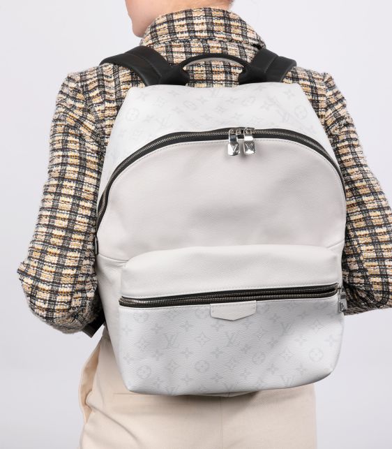 Optic White Coated Canvas & Taiga Leather Virgil Abloh Discovery Backpack