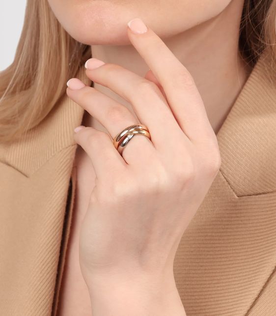 Diamond Set 18ct White Gold, 18ct Yellow Gold and 18ct Rose Gold Medium Trinity Ring