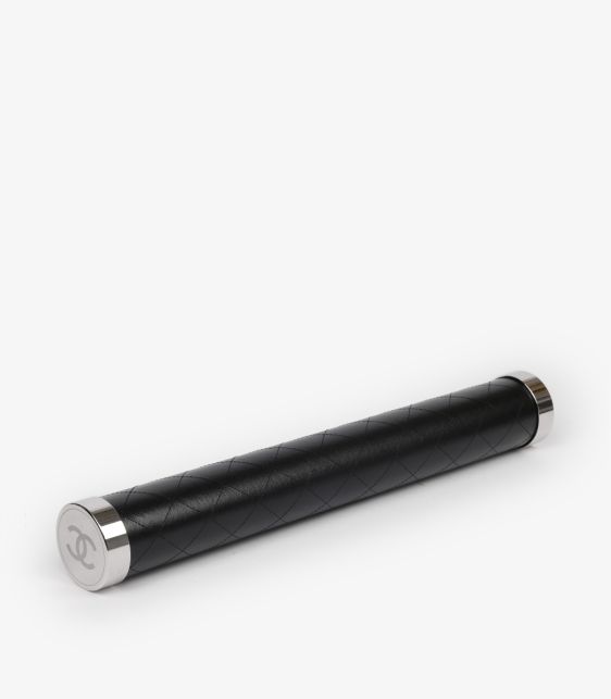 Black & White Lambskin Leather & Resin Silver Plated Limited Edition Checkerboard