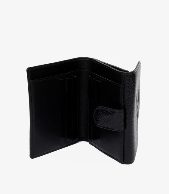Black Caviar Leather Vintage Timeless Compact Wallet