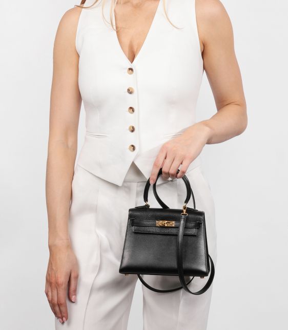 Black Box Calf Leather Vintage Kelly 20cm