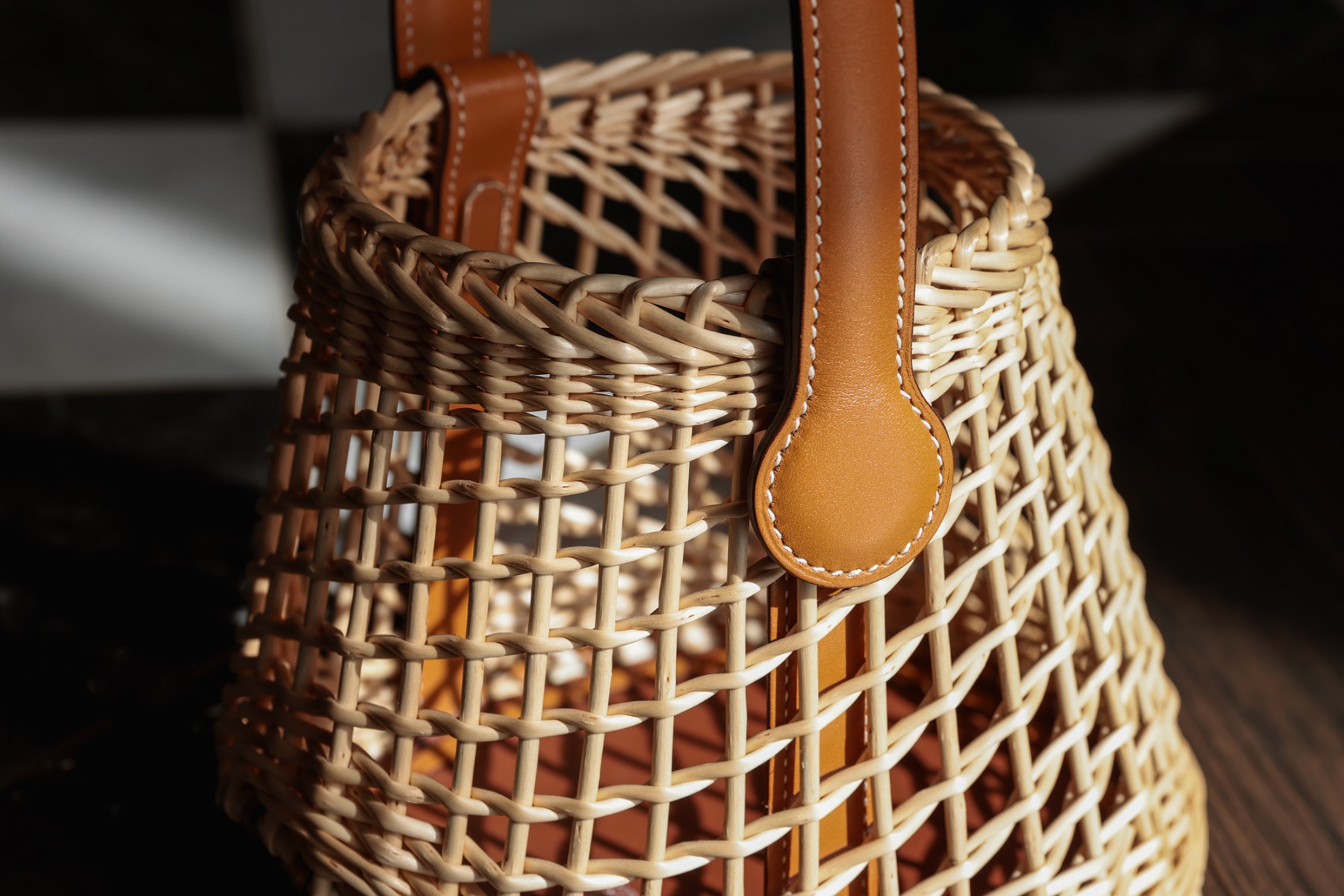 Herm&egrave;s Natural, Fauve Veau Butler Calfskin & Woven Osier Wicker Sabot Picnic Basket Bag